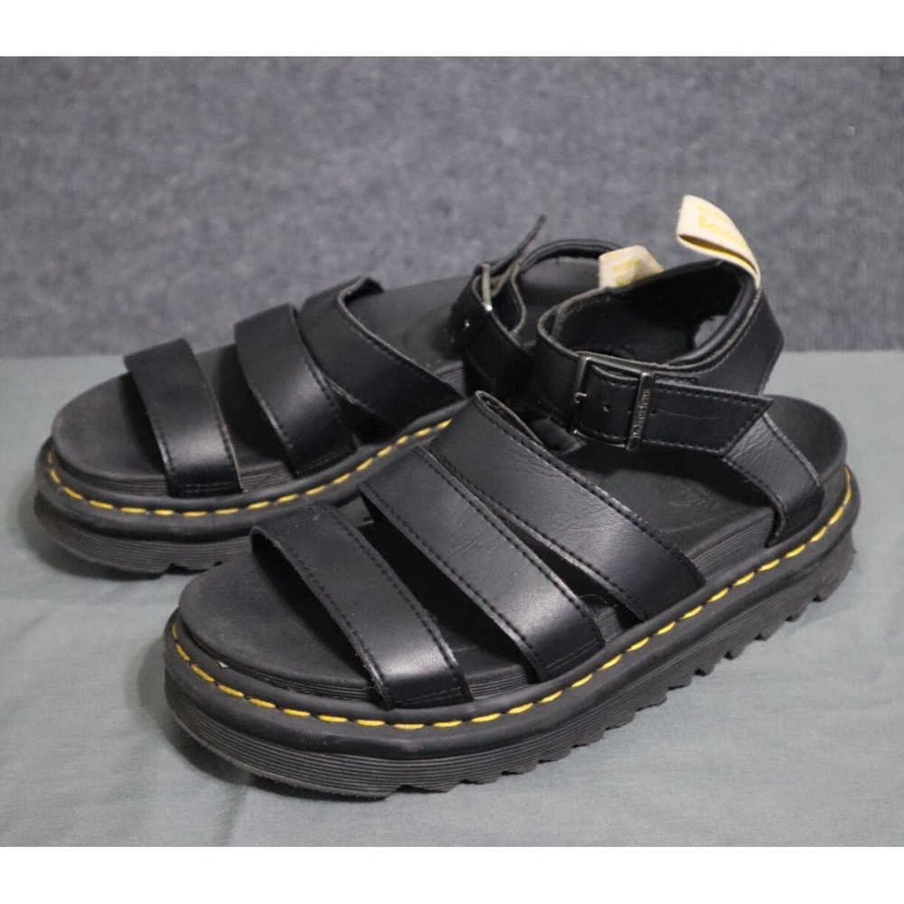 Dr Martens Sandals Women 7 Black Blaire Leather Platform Shoes Gladiator Ankle